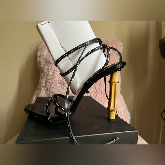 GUCCI x Tom Ford NWT VERY RARE VINTAGE BAMBOO HEEL SANDALS💕Size 8 1/2 NEW IN BOX - Picture 3 of 13